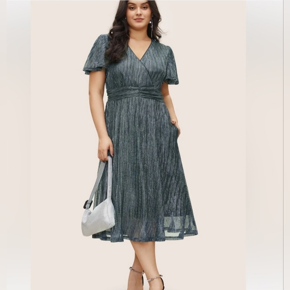 BloomChic Teal Midi Dress - Picture 4 of 9